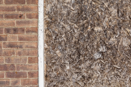 A close up detail of particle board for texture or background.の写真素材