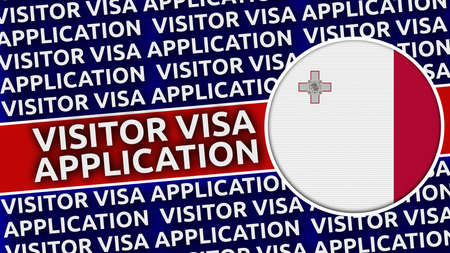 Malta Circular Flag with Visitor Visa Application Titles - 3D Illustrationの写真素材