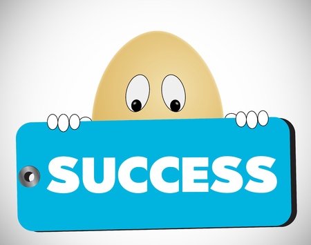 egg showing success tagの写真素材