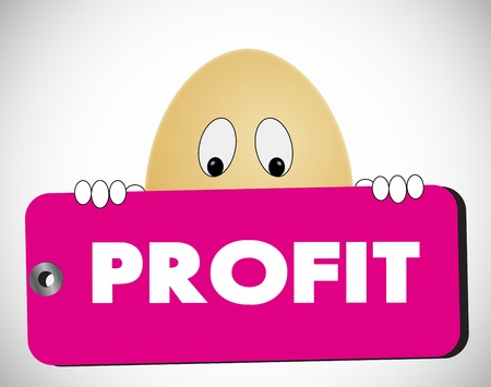 egg holding pink profit tagの写真素材