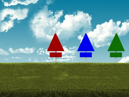 rgb sign board on isolated environmentの写真素材
