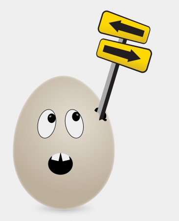 egg with direction sign standの写真素材