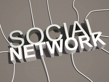 3D social network text connected wire from differnt directionsの写真素材