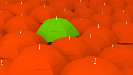 3d conceptually showing leader through umbrella unique color, the bestの写真素材