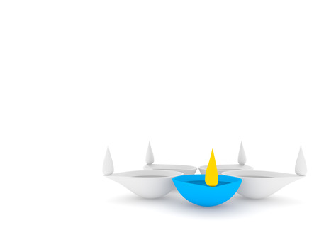 conceptually 3d single color diya isolated white backgroundの写真素材