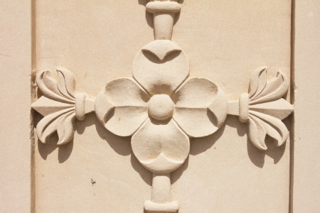 flower design on stone in nareli jain templeの写真素材