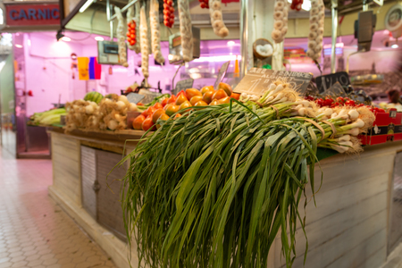 A stall full display full of every day vegetablesのeditorial素材