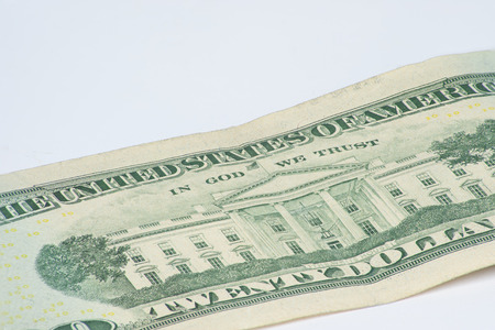 White House illustration on back of twenty dollar bill.