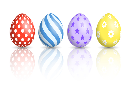Colorful Easter Eggs on white background Vector illustrationのイラスト素材