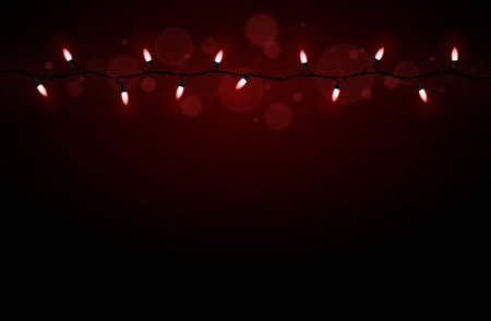 christmas light on red background. Vector illustrationのイラスト素材