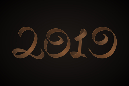 New Years 2019. Calligraphic inscription Chocolate styleのイラスト素材