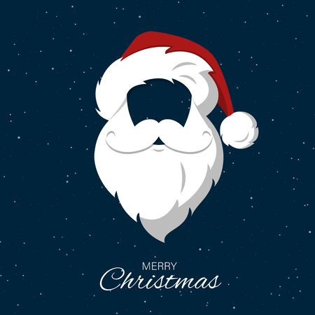 Santa Claus hat and beard, Merry Christmasのイラスト素材