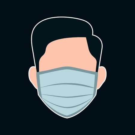 Man face with mask icon vector in trendy flat style isolated on black backgroundのイラスト素材