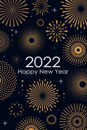 2022 New Year Abstract background with gold fireworksのイラスト素材