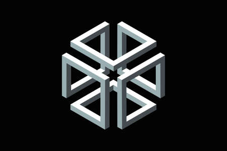 Black and white cube. Optical illusionのイラスト素材