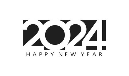 Happy New Year 2024 text design. for Brochure design template, card, banner. Isolated on white...