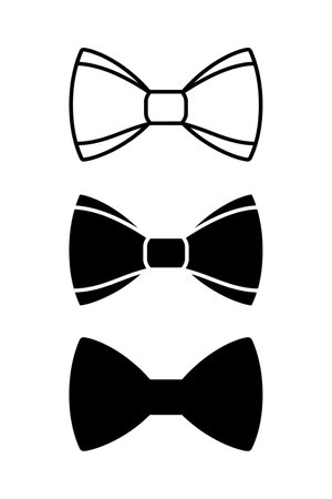 Set of black bow tie icons. Vector illustration isolated on white background.のイラスト素材