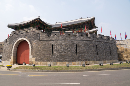 Paldalmun, one of the main gate of Hwaseong Fortress, World Heritage in Suwon  south of Seoul ,...