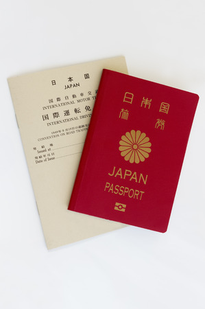 Japanese Passport and International Driver Licenseの写真素材