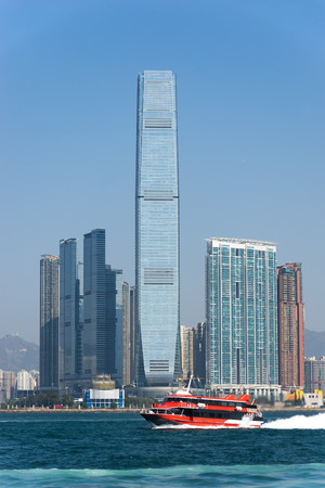 Landscape of Victoria Harbour in Hong Kong, China.