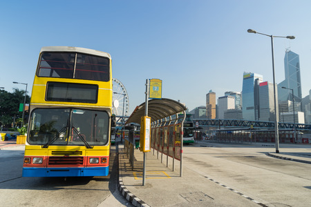 Sheung Wan Bus Terminal in Hong Kongの写真素材