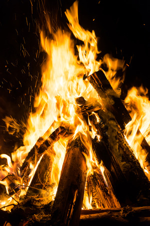 Close up of campfire in the night.の写真素材