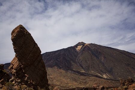 dry rocky mountains around a volcanoの写真素材