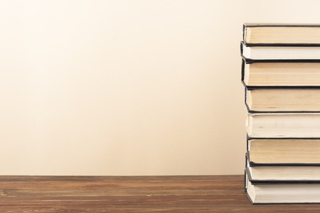 Stack of colorful books. Education background. Back to school. Copy space for textの写真素材