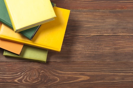 Stack of colorful books. Education background. Back to school. Copy space for textの写真素材