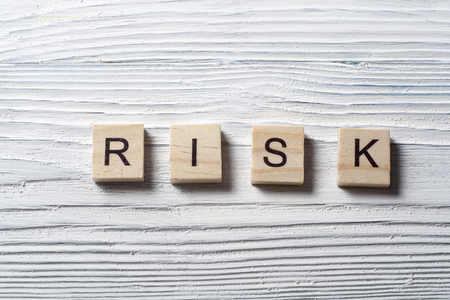 Wooden Blocks with the text Risk. Wood abcの写真素材