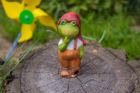 Toy figurine in the gardenの写真素材