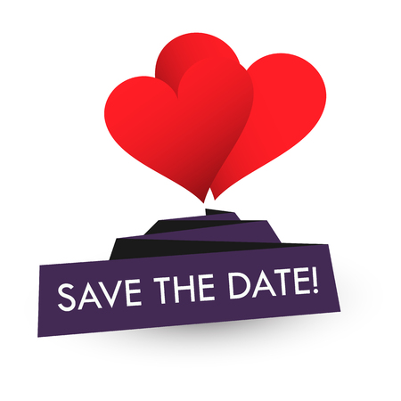 Vector illustration for invitation card. Save the Date calligraphy with heart illustration.のイラスト素材