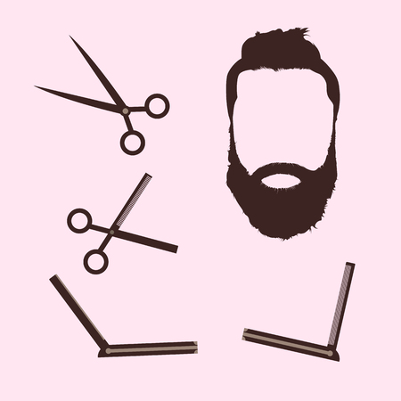 Set of professional barber shop icon.のイラスト素材