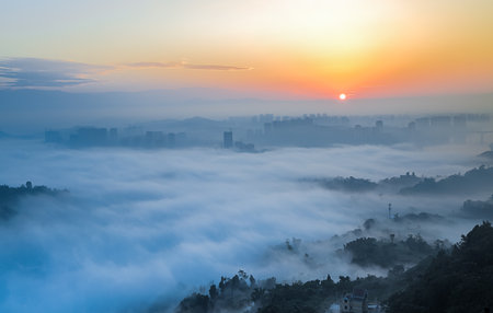 Sunrise over the sea of clouds