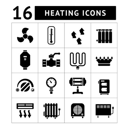 Set icons of heating isolated on white Set icons of heating isolated on white