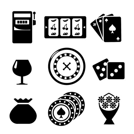 Set icons of casino isolated on whiteのイラスト素材