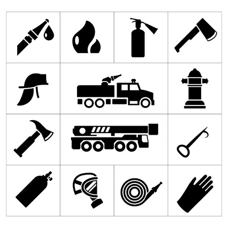 Set icons of firefighter and fireman isolated on whiteのイラスト素材