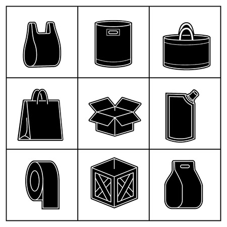 Set of package icons isolated on whiteのイラスト素材