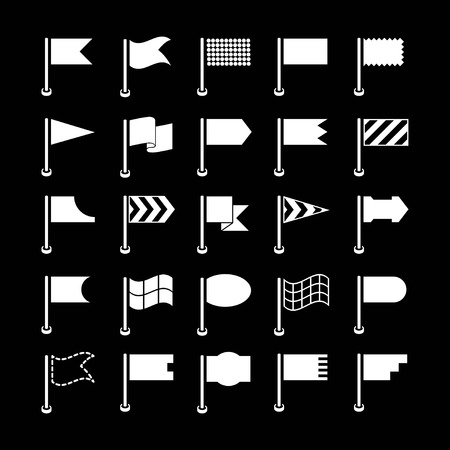 Set icons of flags isolated on blackのイラスト素材