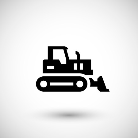 Crawler bulldozer icon isolated on grey. Vector illustrationのイラスト素材