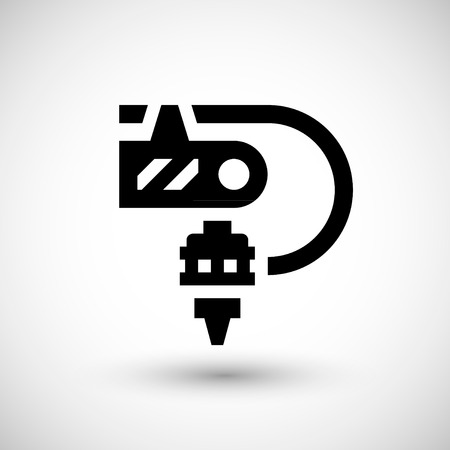 Robotic machine part icon isolated on grey.のイラスト素材