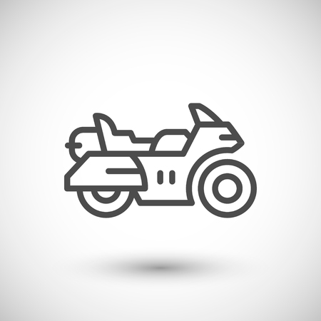 Touring motorcycle line icon isolated on grey. Vector illustrationのイラスト素材