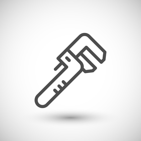 Adjustable wrench line icon isolated on grey. Vector illustrationのイラスト素材