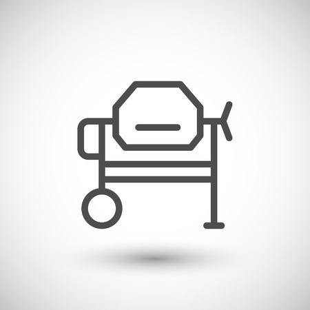 Concrete mixer line icon isolated on grey. Vector illustrationのイラスト素材