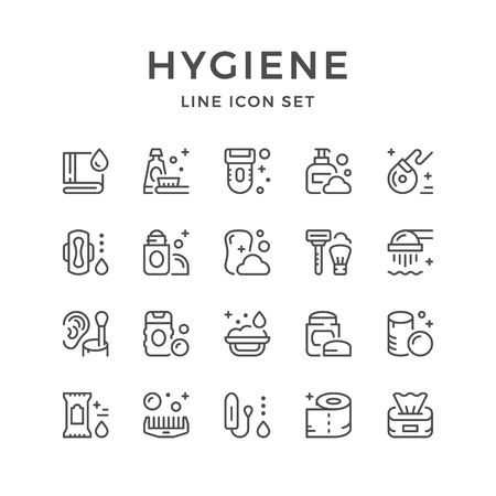 Set line icons of hygieneのイラスト素材