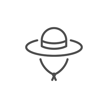 Travel hat line icon isolated on white. Vector illustrationのイラスト素材