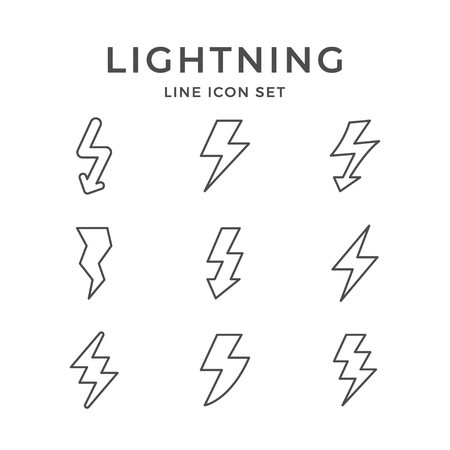 Set line icons of lightningのイラスト素材