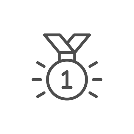 First place medal line icon isolated on white. Vector illustrationのイラスト素材