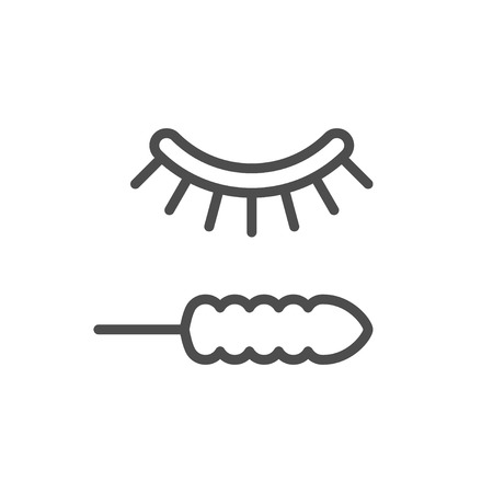 Eyelash painting line icon isolated on white. Vector illustrationのイラスト素材