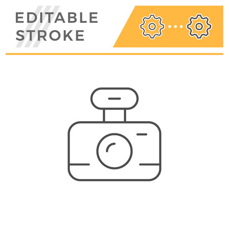 Photo camera line icon isolated on white. Editable stroke. Vector illustrationのイラスト素材